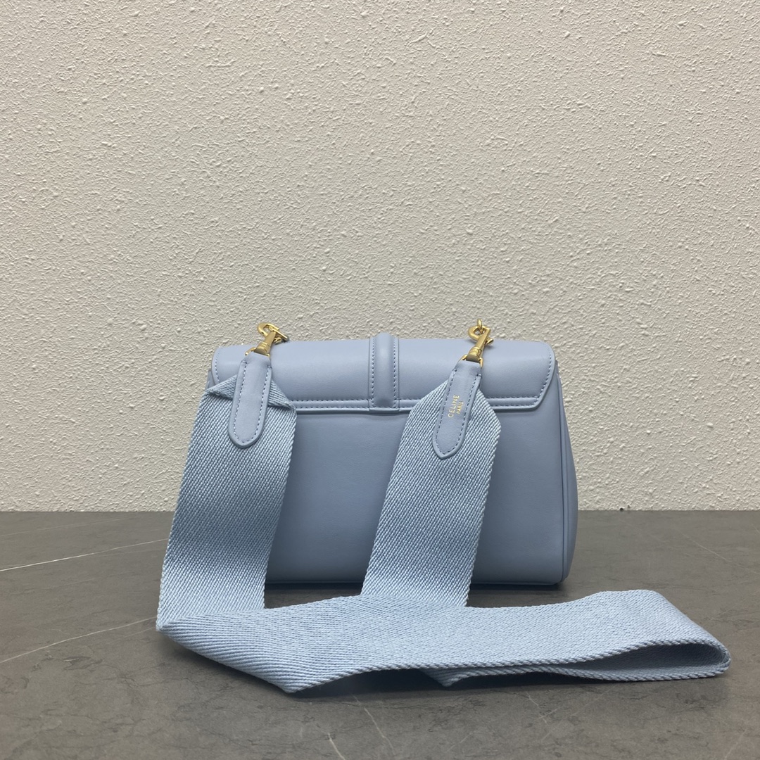 Celine Teen Soft 16 Smooth Calfskin Shoulder Bag Light Blue 196853